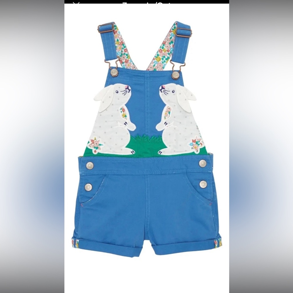 Mini Boden bunny shortalls nwt 3-4